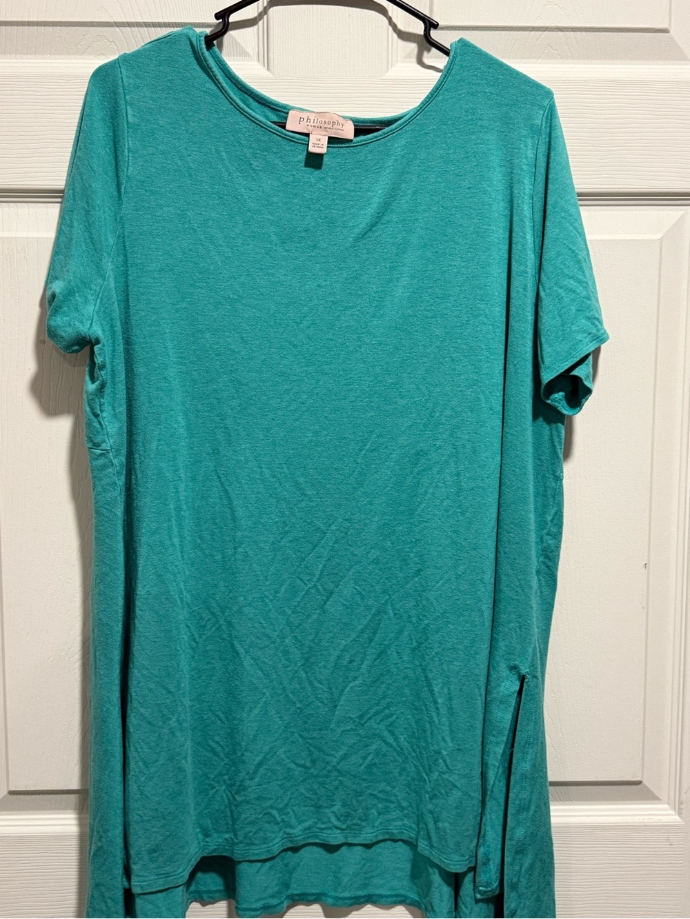 Philosophy Teal Short Sleeve Tunic Top